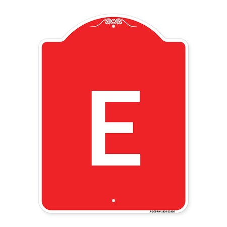 Signmission Designer Series Sign-Sign W/ Letter E, Red & White Aluminum Sign, 18" x 24", RW-1824-22956 A-DES-RW-1824-22956